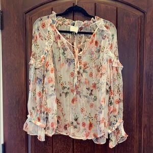 Anthropologie sheer floral blouse